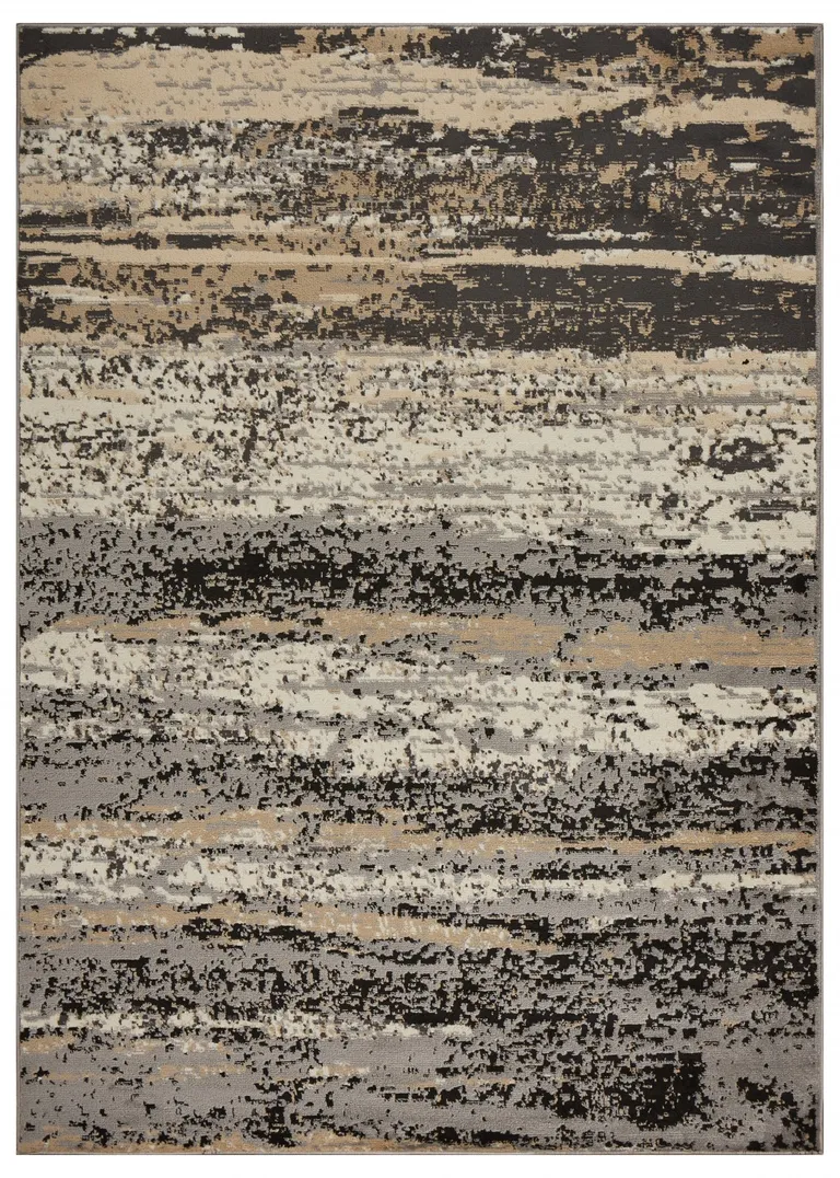 Beige and Black Abstract Desert Area Rug Photo 1