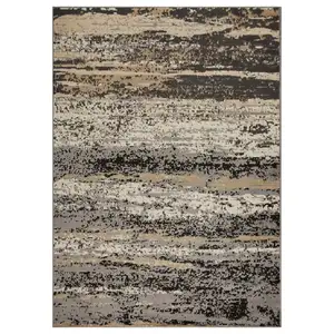 Photo of Beige and Black Abstract Desert Area Rug