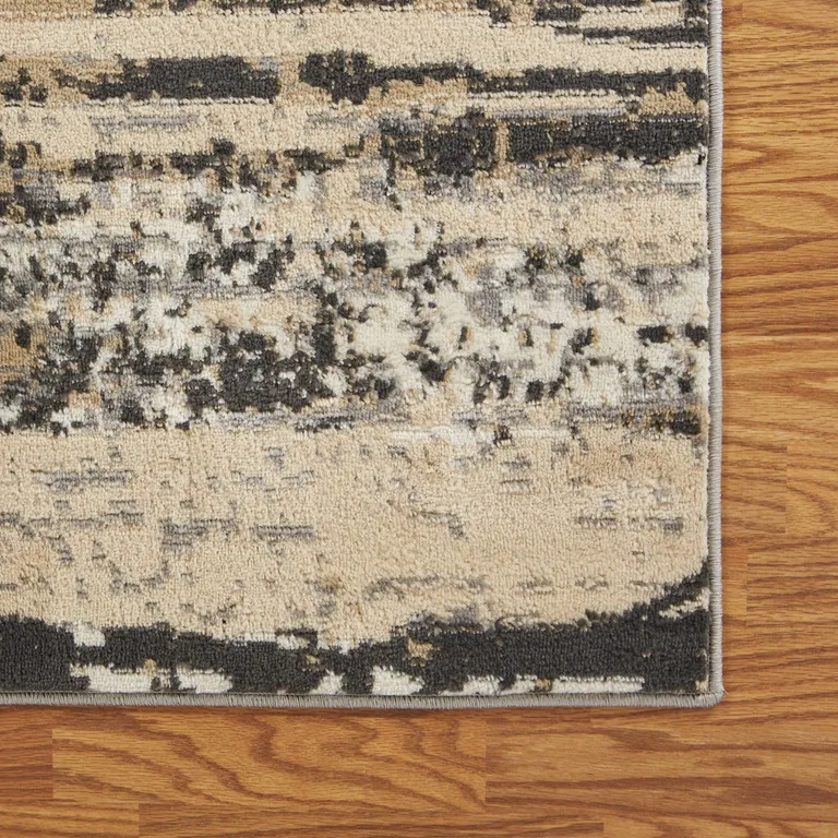 Beige and Black Abstract Desert Area Rug Photo 5