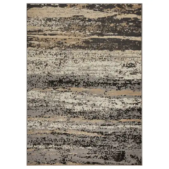 Beige and Black Abstract Desert Area Rug Photo 6