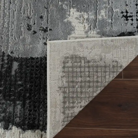 Beige and Black Abstract Distressed Area Rug Photo 4