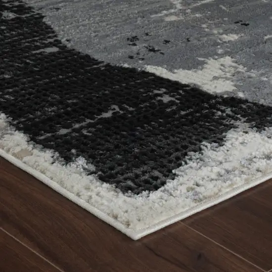 Beige and Black Abstract Distressed Area Rug Photo 5