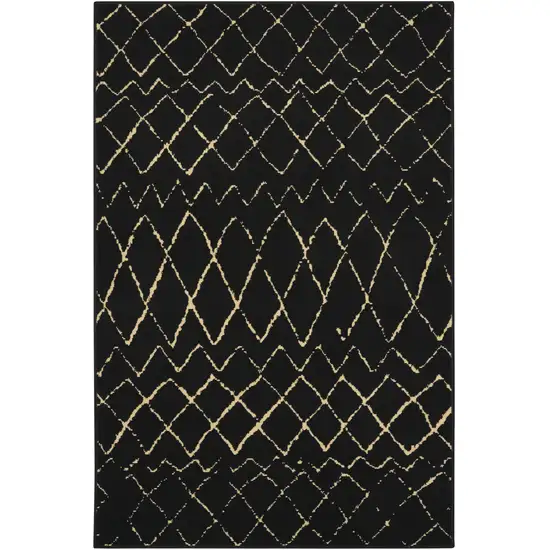 Beige and Black Abstract Power Loom Area Rug Photo 5