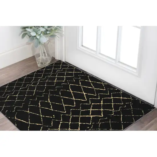 Beige and Black Abstract Power Loom Area Rug Photo 1