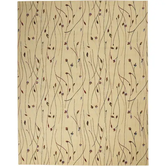 Beige and Black Floral Power Loom Area Rug Photo 2