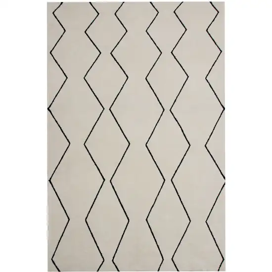 Beige and Black Geometric Power Loom Distressed Area Rug Photo 4