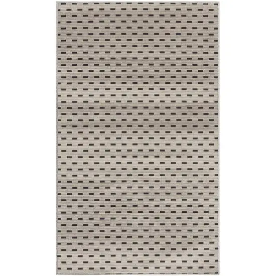 Beige and Black Geometric Power Loom Non Skid Area Rug Photo 2