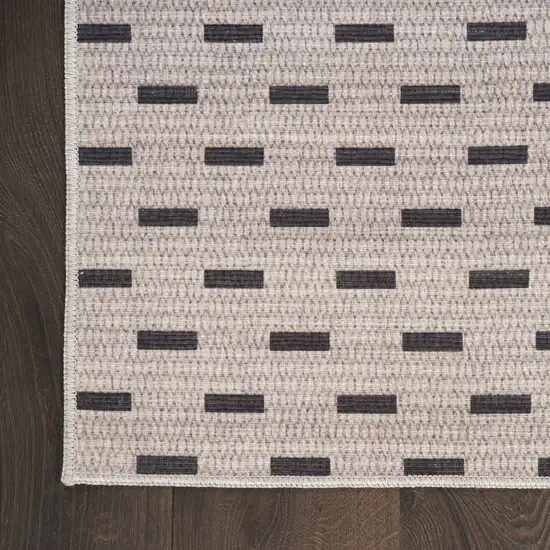 Beige and Black Geometric Power Loom Non Skid Area Rug Photo 5