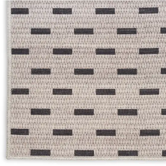 Beige and Black Geometric Power Loom Non Skid Area Rug Photo 4