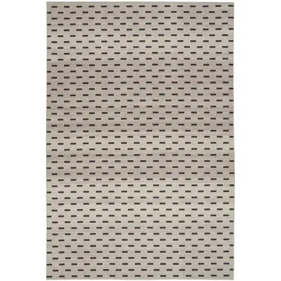 Beige and Black Geometric Power Loom Washable Non Skid Area Rug Photo 2