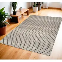 Photo of Beige and Black Geometric Power Loom Washable Non Skid Area Rug