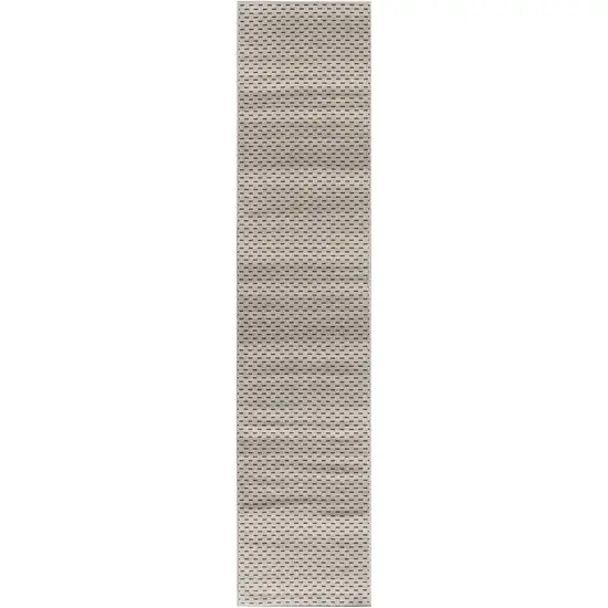 Beige and Black Geometric Power Loom Washable Non Skid Runner Rug Photo 2