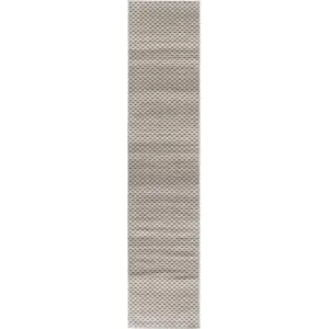 Photo of Beige and Black Geometric Power Loom Washable Non Skid Runner Rug