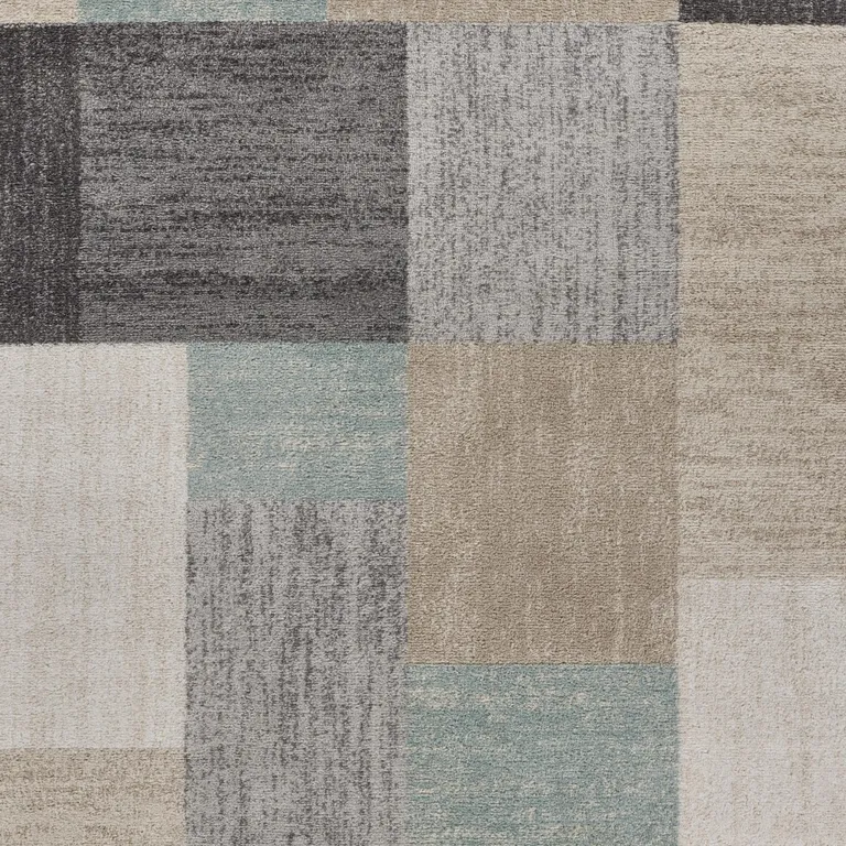 Beige and Black Modern Blocks Area Rug Photo 2