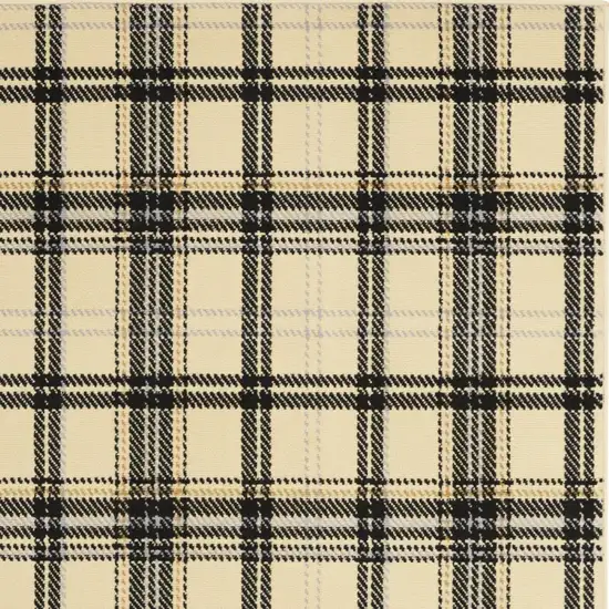 Beige and Black Plaid Power Loom Area Rug Photo 6