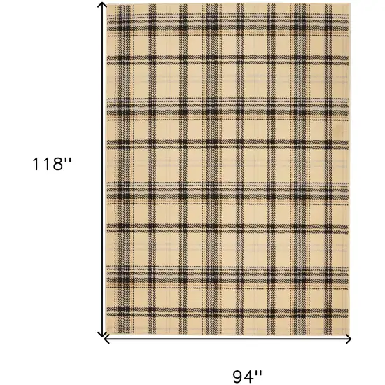 Beige and Black Plaid Power Loom Area Rug Photo 3