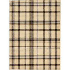 Photo of Beige and Black Plaid Power Loom Area Rug