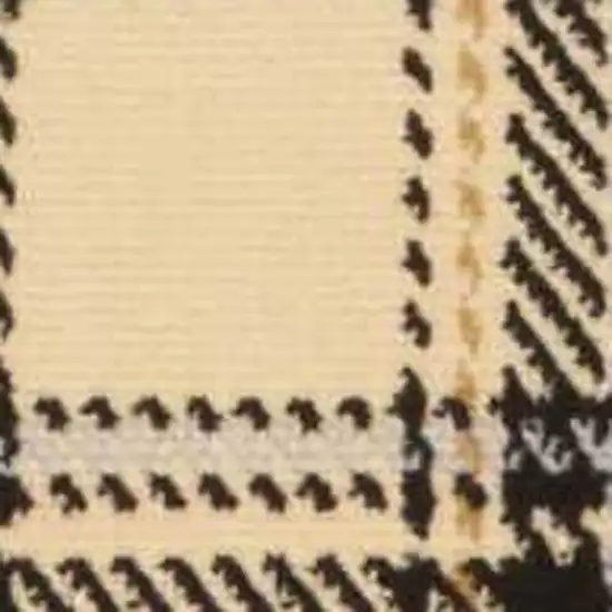 Beige and Black Plaid Power Loom Area Rug Photo 6