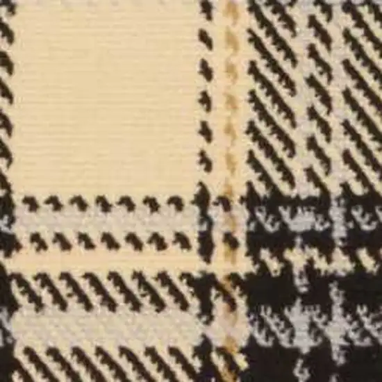 Beige and Black Plaid Power Loom Area Rug Photo 8