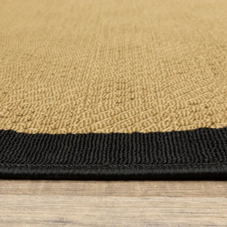 Beige and Black Plain Indoor Outdoor Area Rug Photo 2