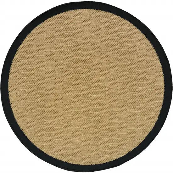 Beige and Black Plain Indoor Outdoor Area Rug Photo 6