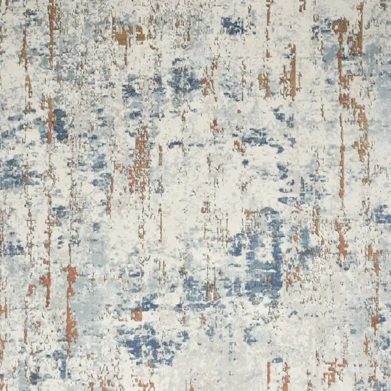 Beige and Blue Abstract Power Loom Area Rug Photo 8