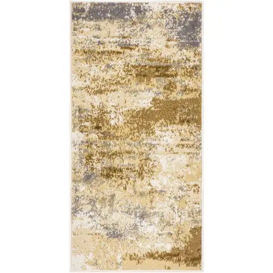 Beige and Blue Abstract Power Loom Area Rug Photo 2