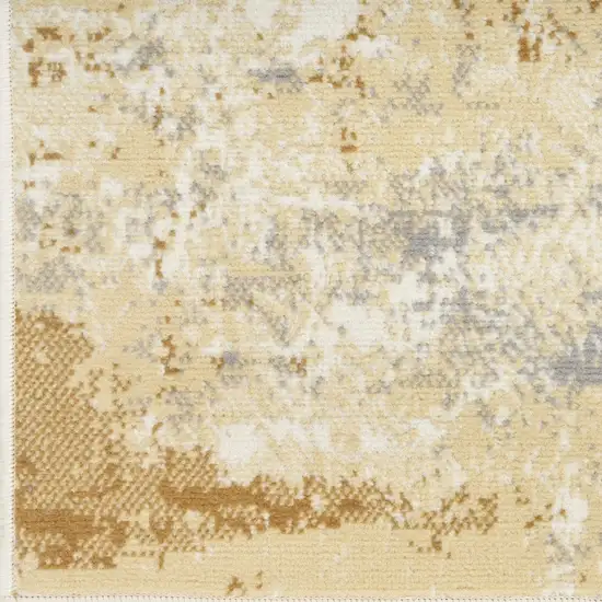 Beige and Blue Abstract Power Loom Runner Rug Photo 8