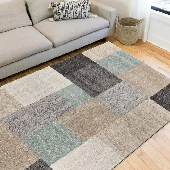 Beige and Blue Area Rug Photo 9