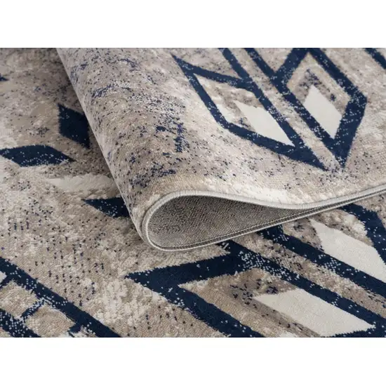 Beige and Blue Boho Chic Area Rug Photo 6