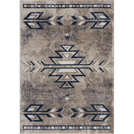 Beige And Blue Boho Chic Area Rug Photo 6