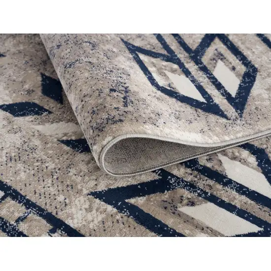 Beige and Blue Boho Chic Scatter Rug Photo 8
