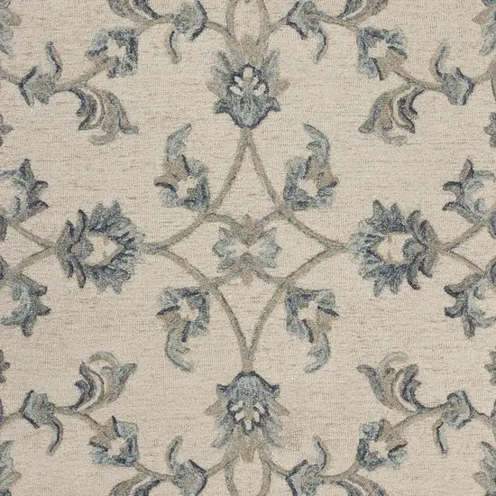 Beige and Blue Filigree Area Rug Photo 2