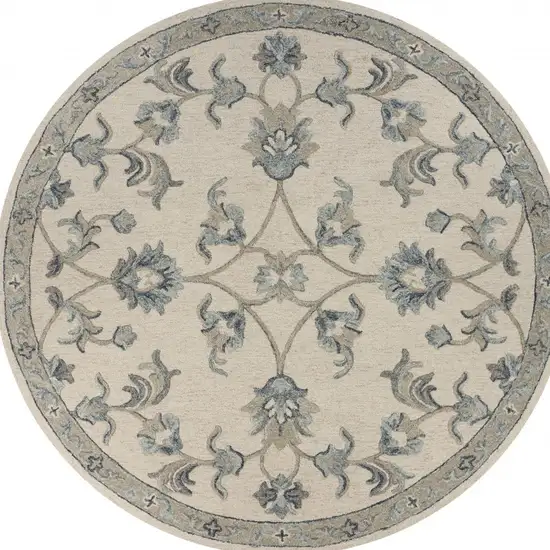 Beige and Blue Filigree Area Rug Photo 8