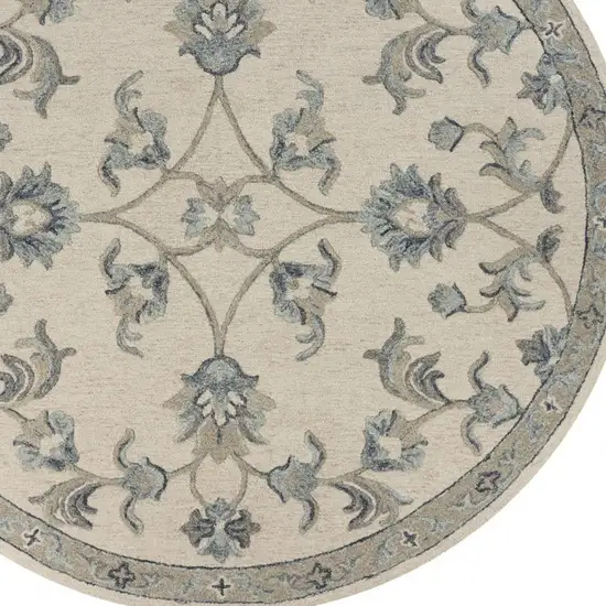 Beige and Blue Filigree Area Rug Photo 7