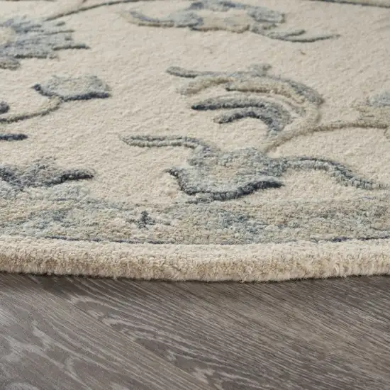 Beige and Blue Filigree Area Rug Photo 3