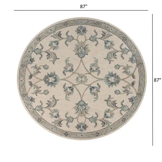 Beige and Blue Filigree Area Rug Photo 8