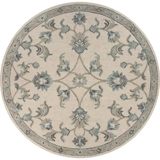 Beige and Blue Filigree Area Rug Photo 6