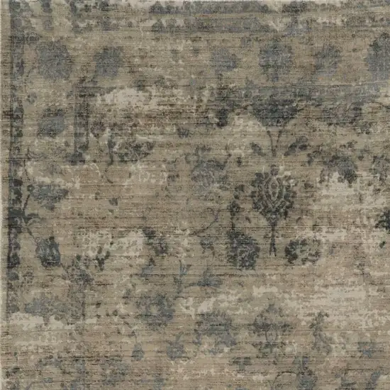 Beige and Blue Floral Area Rug Photo 4