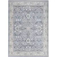 Photo of Beige and Blue Floral Distressed Non Skid Area Rug