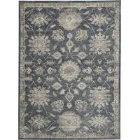 Photo of Beige and Blue Floral Medallion Power Loom Area Rug