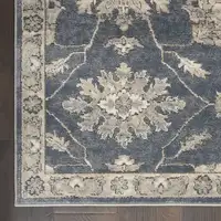 Photo of Beige and Blue Floral Medallion Power Loom Area Rug