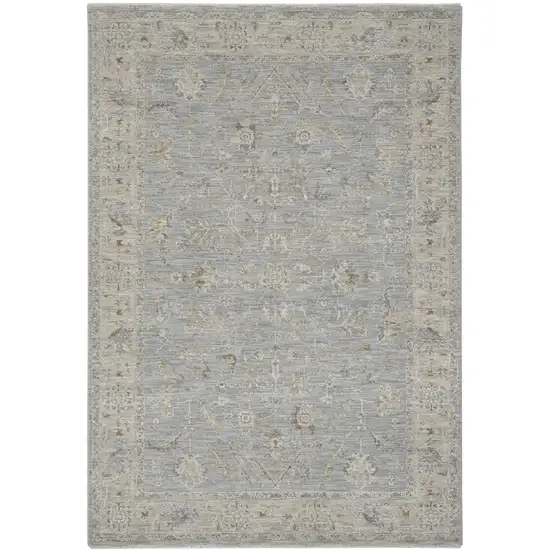 Beige and Blue Floral Power Loom Area Rug Photo 9