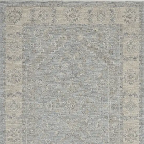 Beige and Blue Floral Power Loom Area Rug Photo 7