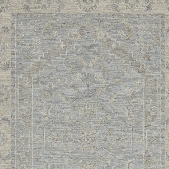 Beige and Blue Floral Power Loom Area Rug Photo 6