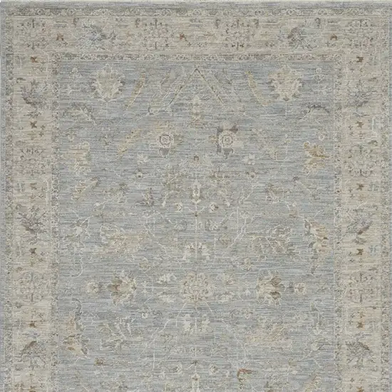 Beige and Blue Floral Power Loom Area Rug Photo 9