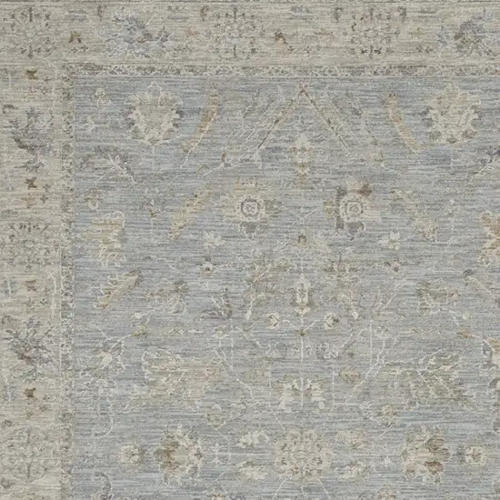 Beige and Blue Floral Power Loom Area Rug Photo 8