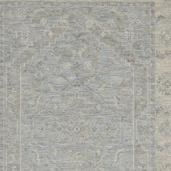 Beige and Blue Floral Power Loom Area Rug Photo 6