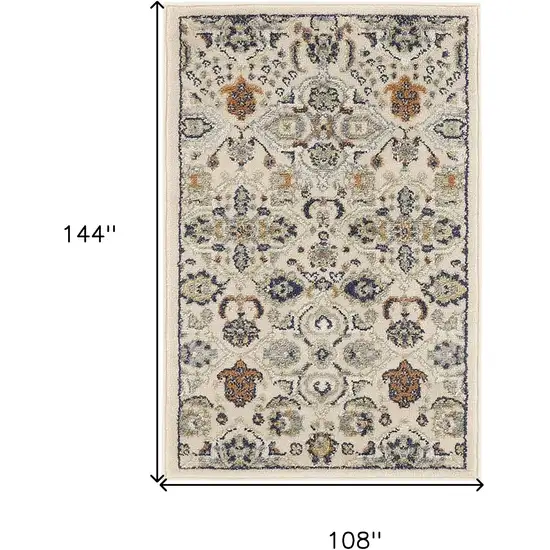 Beige And Blue Floral Area Rug Photo 3