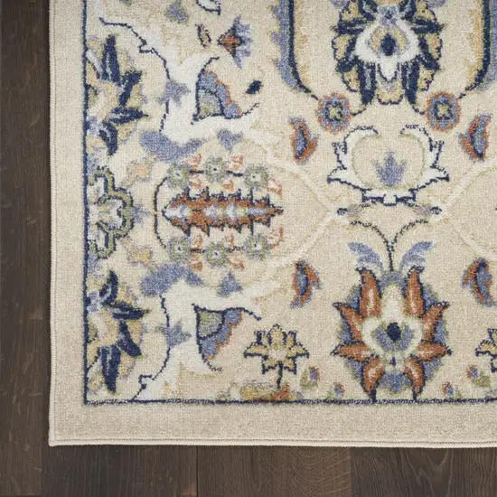 Beige And Blue Floral Area Rug Photo 4